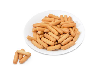 Cookies in the form of sticks on a white background