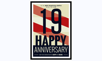19 Years Happy Anniversary (Vector Illustration Poster Design)