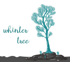 Whinter snow tree. Cartoon style.