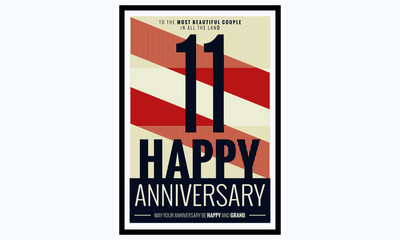 11 Years Happy Anniversary (Vector Illustration Poster Design)