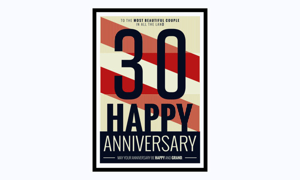 30 Years Happy Anniversary (Vector Illustration Poster Design)