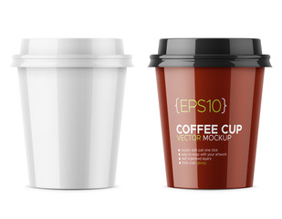 White glossy coffee cup template.
