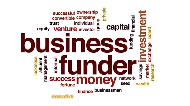 Business funder animated word cloud, text design animation.
