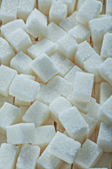 White sugar cubes top view