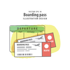 Boarding pass and departure timetable illustration vector background. Travel concept.