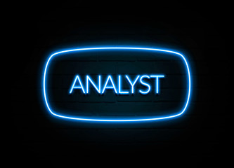 Analyst  - colorful Neon Sign on brickwall