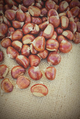 Organic chestnuts for sale with copy space