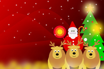 Merry Christmas and Happy New Year illustration graphic Background with copy space.