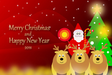 Merry Christmas and Happy New Year illustration graphic Background with gold text fonts and copy space.