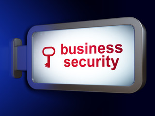 Safety concept: Business Security and Key on billboard background