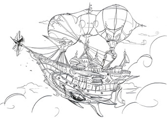 Fototapeta premium Flying ship