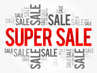 SUPER SALE words cloud, business concept background