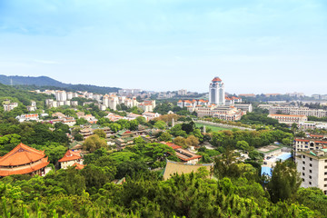Fototapeta na wymiar China Xiamen beautiful city building and skyline