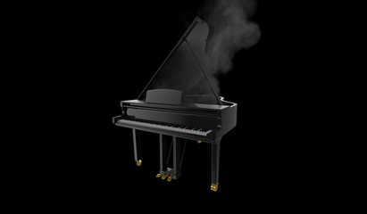 Burning Piano with Smoke