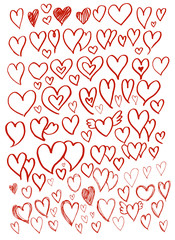 Hand drawn heart isolated. Vector sketch black and white illustration icon doodle eps10