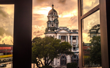 Obraz premium Old buildings at downtown in Yangon 