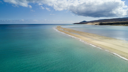 aerial view lagoon with beach