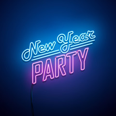 New Year neon sign. Vector background.