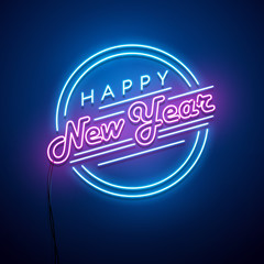 New Year neon sign. Vector background.