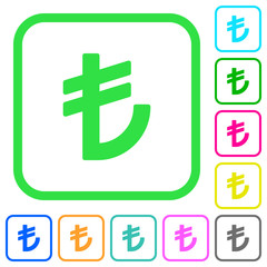 Obraz premium Turkish Lira sign vivid colored flat icons icons