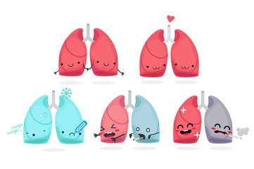 Cute lungs vector characters
