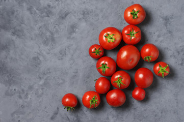 Homegrown tomatoes on grey