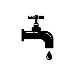 Water tap silhouette icon in flat style