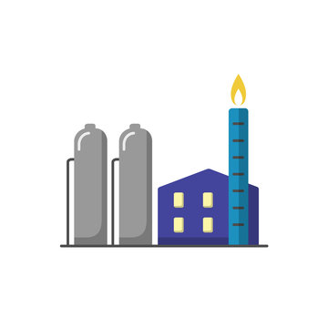 Natural gas plant icon in flat style