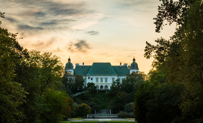 Ujazdowski castle at sunset in Warsaw, Poland