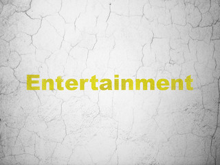 Entertainment, concept: Entertainment on wall background