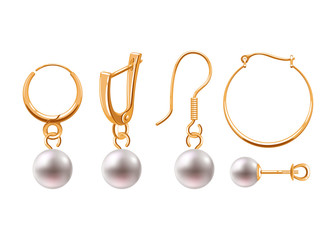 Realistic earrings jewelry accessories icons set. - 176823180