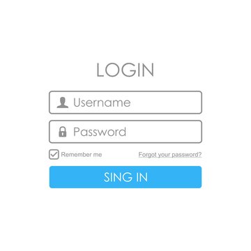 Login user interface. Sign in web element template window. For Website, Mobile, Computer, Application etc. Vector illustration