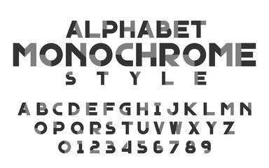 Decorative monochrome alphabet vector fonts and numbers.Typography design for headlines, labels, posters, logos, cover, etc.