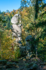 natural stone column in the forest - peak of Kerzenstein in Austria