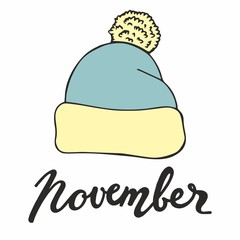 November. Vector illustration with cap for design