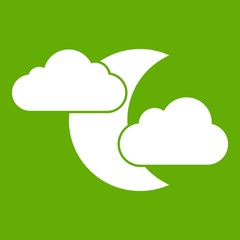 Moon and clouds icon green