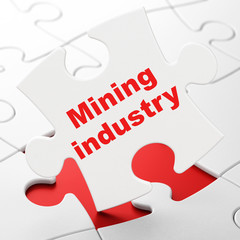 Manufacuring concept: Mining Industry on puzzle background