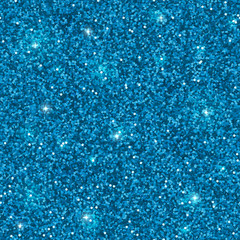 Glitter seamless pattern, blue sparkles. Vector