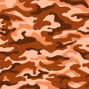 Military camouflage seamless pattern, orange brown color. Vector