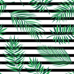 Tropical palm leaves - seamless modern material design pattern