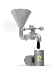 concept oil production on white background. Isolated 3D illustration
