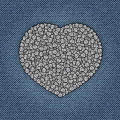 Jeans heart with spangles
