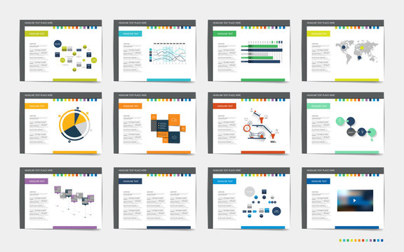 Mega set of presentation templates. Infographics for leaflet, poster, slide, magazine, book, brochure, website, print.