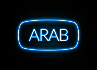 Arab  - colorful Neon Sign on brickwall