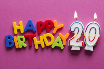 Number 20 happy birthday celebration candle