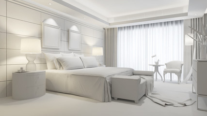 Elegantes Zimmer im Hotel in weiß