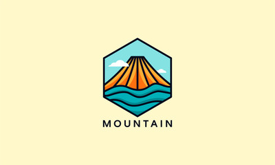 Mountain logo emblem, Mountain and ocean logo designs vector illustration