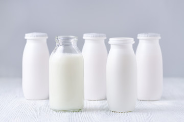 bottles of drink yogurt, homemade and traditional