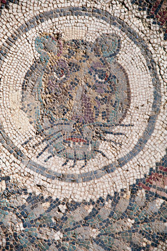 Old roman mosaics in the famous imperial Villa del Casale in Piazza Armerina, Sicily, Unesco world heritage of the 4th century A.C.