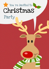 Merry christmas vector raindeer charactor greeting card.